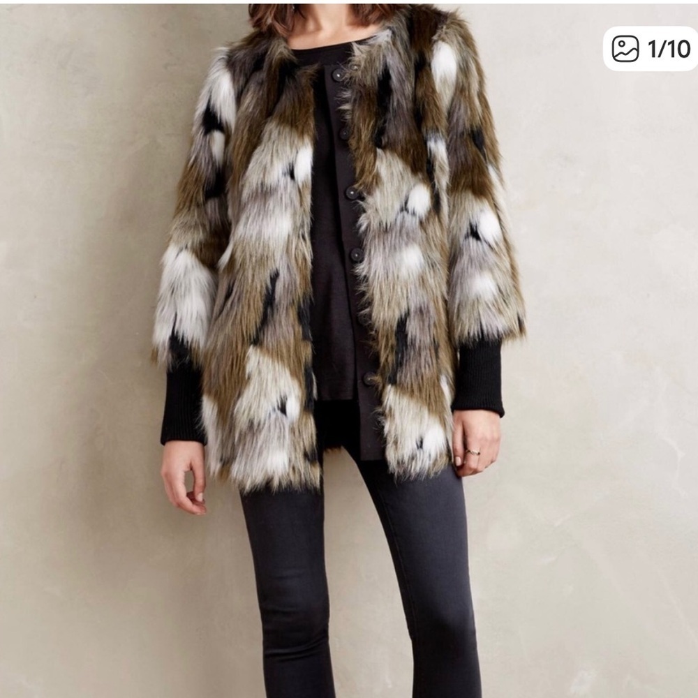 Plenty by Tracey Reese Nantes faux fur coat size small